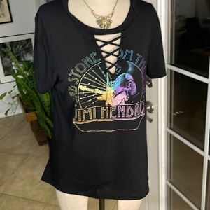 Jimi Hendrix experience rock tshirt laced cut out vneck large
